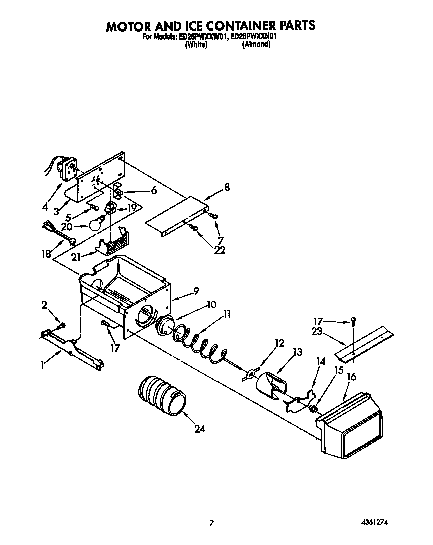 Motor and ice container