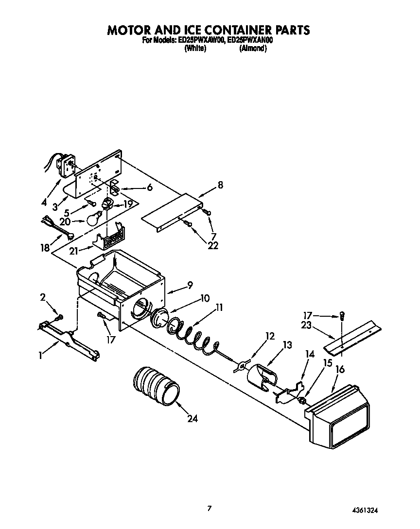Motor and ice container
