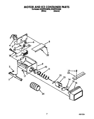 Motor and ice container
