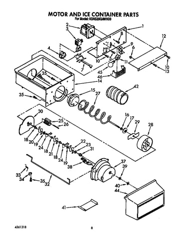 Motor and ice container