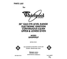 Whirlpool SE950PERW7 front cover diagram
