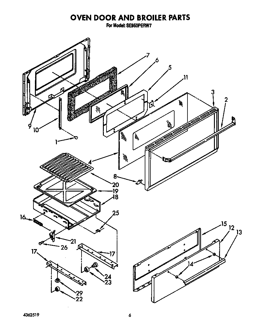 OVEN DOOR AND BROILER