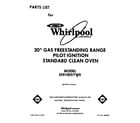 Whirlpool SF0100SYW0 front cover diagram