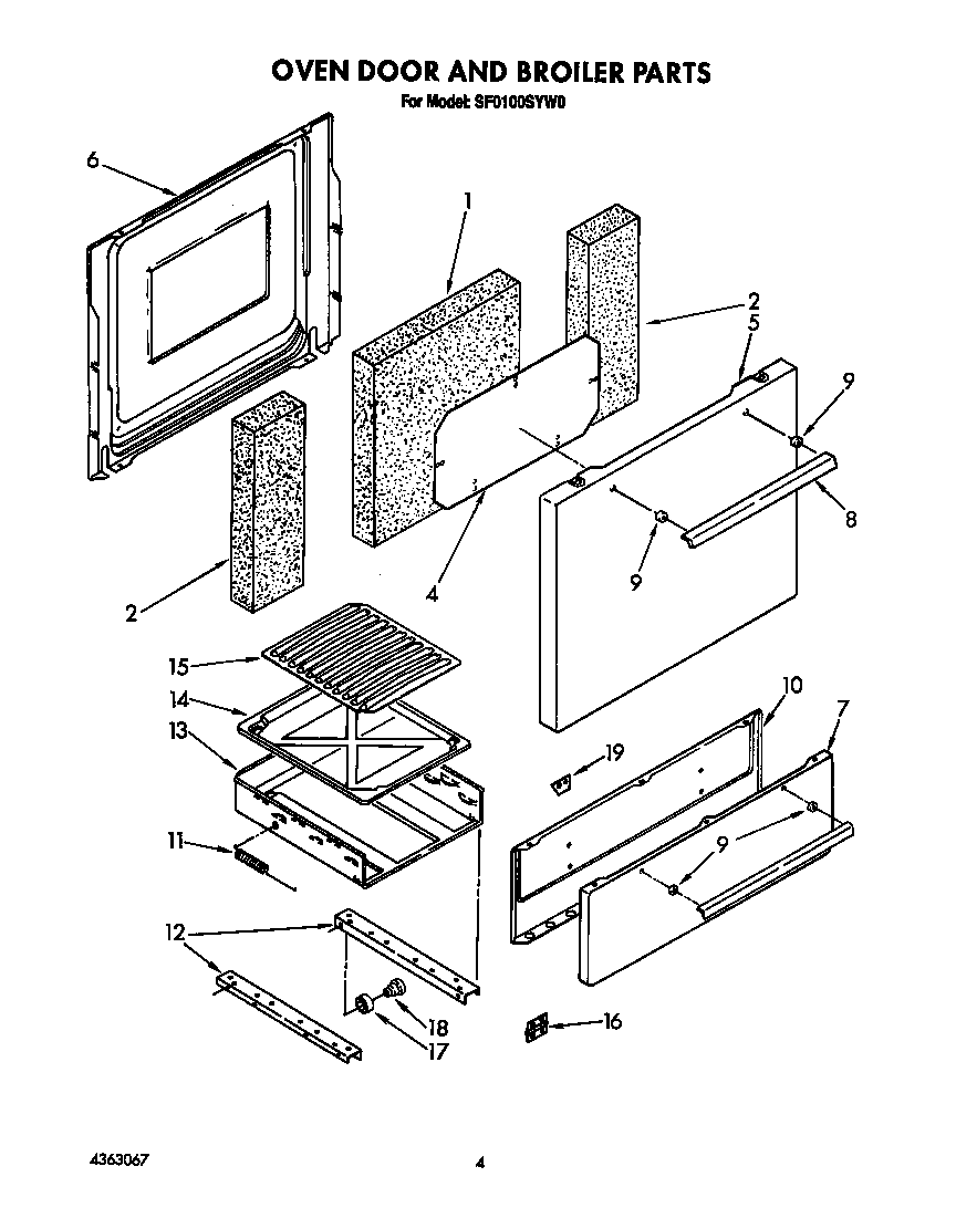 OVEN DOOR AND BROILER