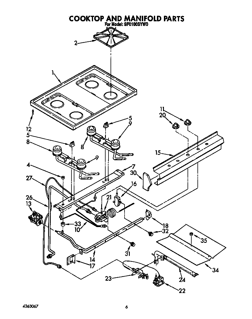 Cooktop and manifold