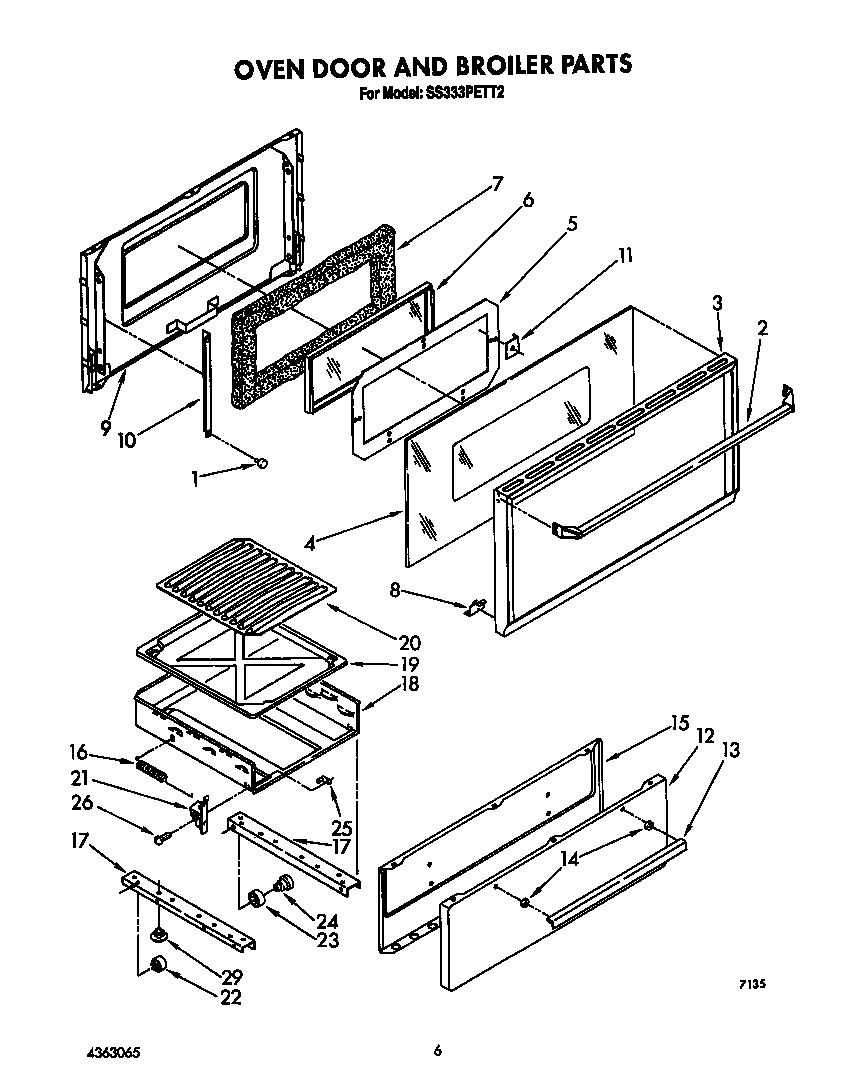 Oven door and broiler