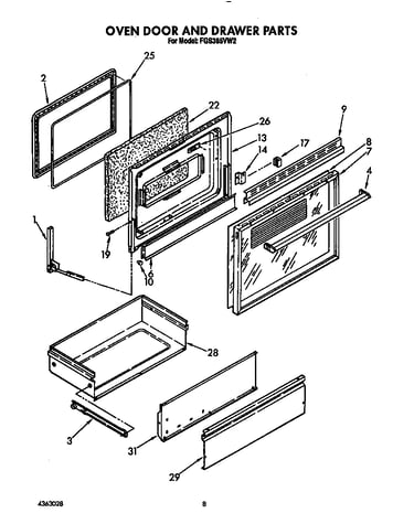 Oven door and drawer