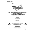 Whirlpool SF0100SRW9 front cover diagram