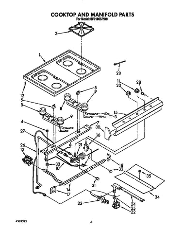 Cooktop and manifold