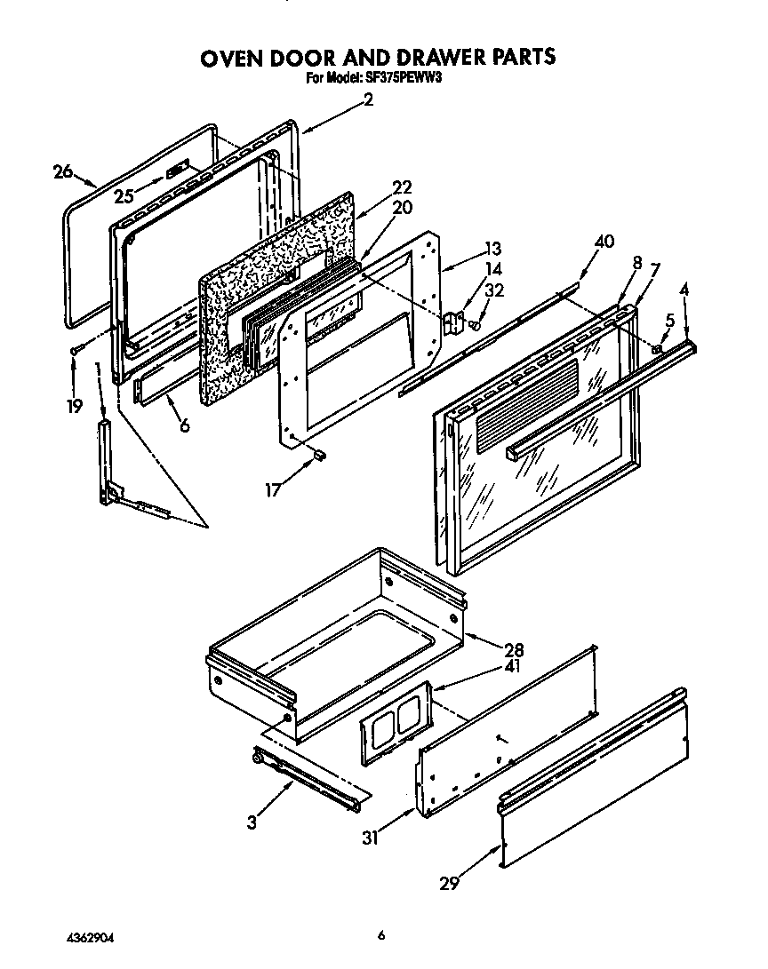 Oven door and drawer
