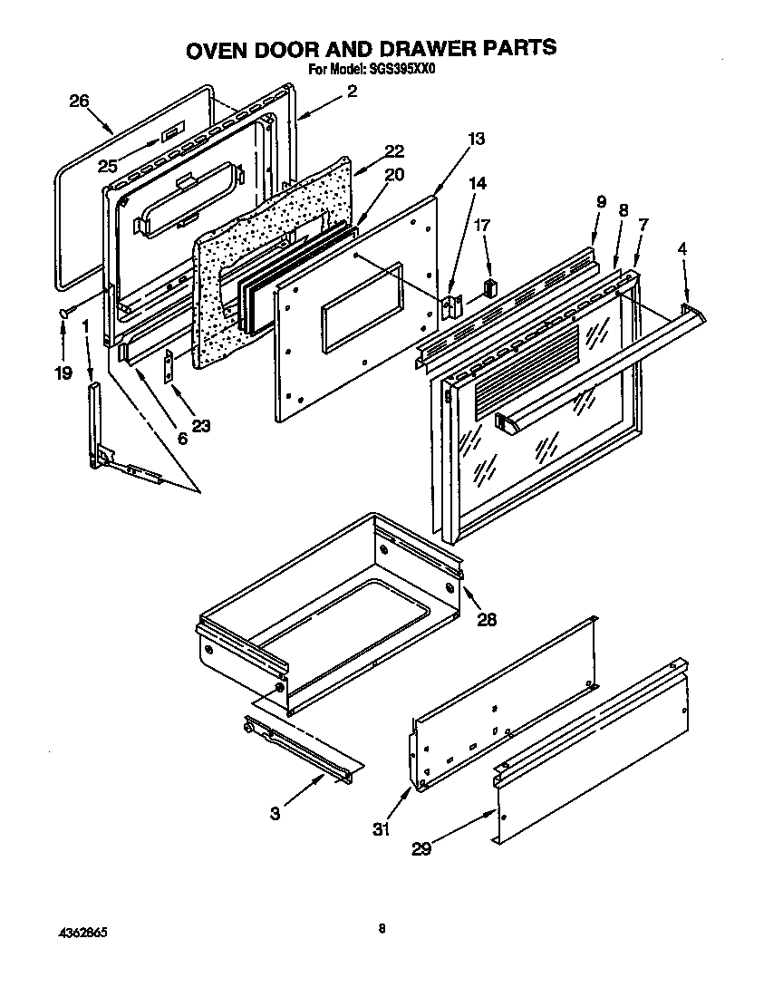 OVEN DOOR AND DRAWER