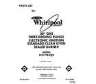 Whirlpool SF317PEXW0 front cover diagram