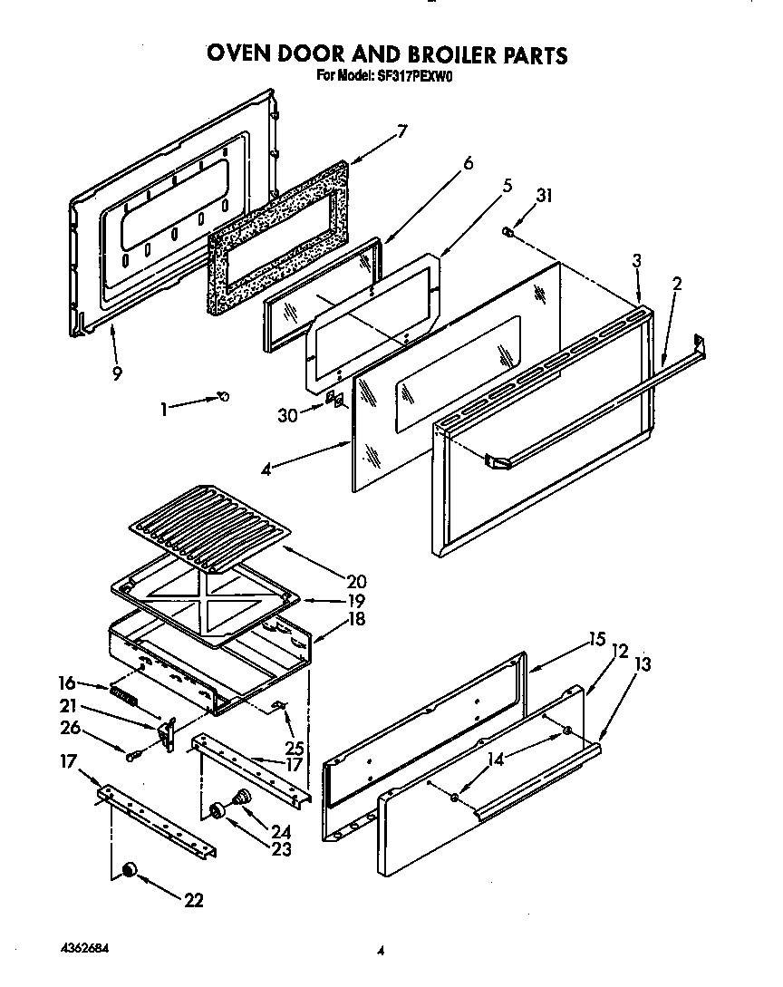 Oven door and broiler