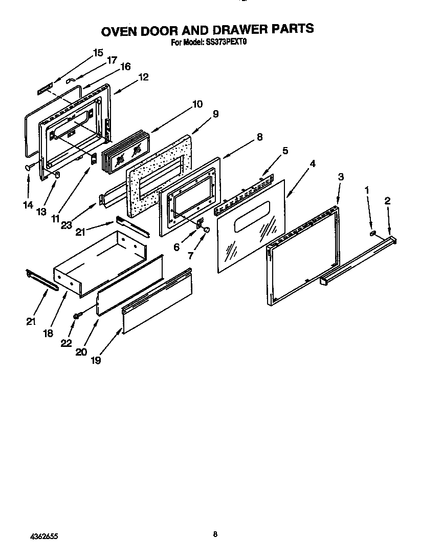 Oven door and drawer