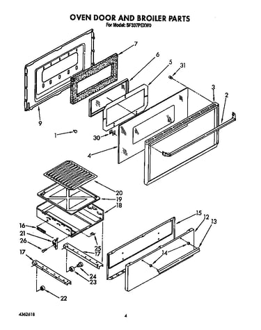 Oven door and broiler