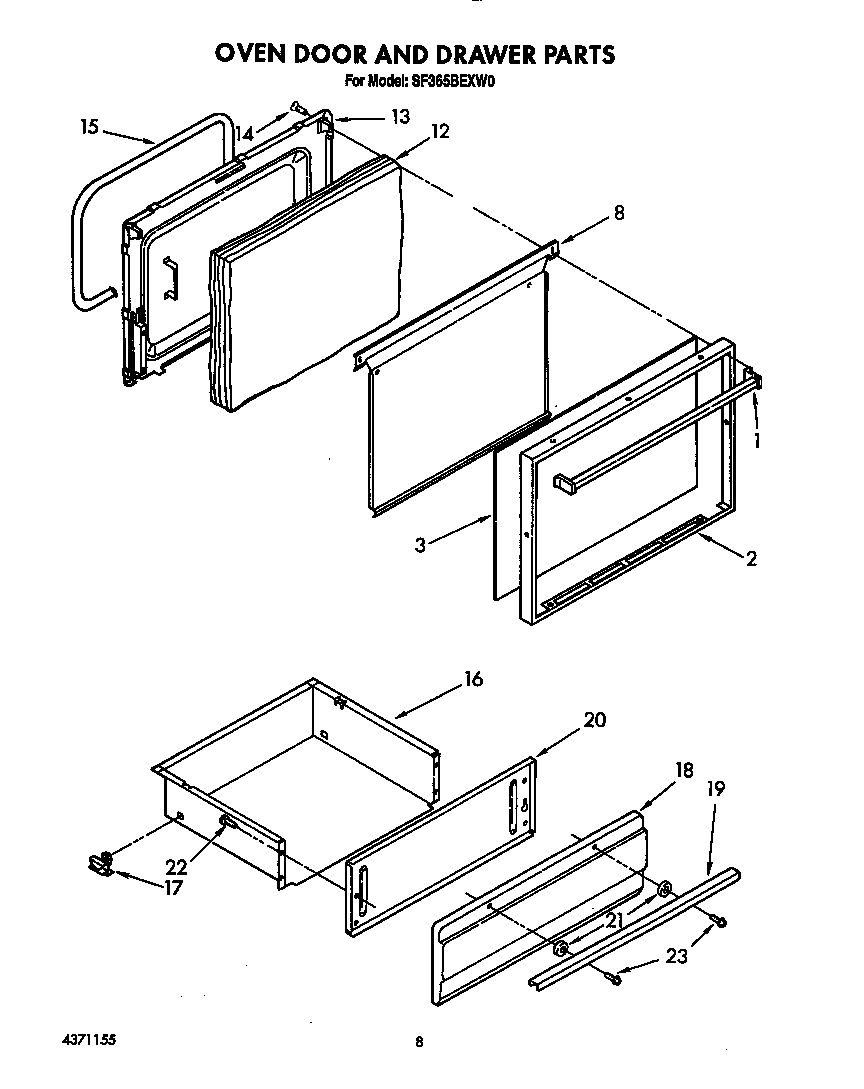 Oven door and drawer