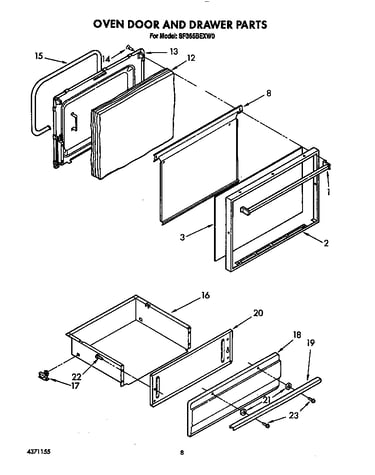 Oven door and drawer