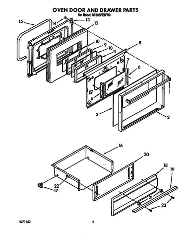 Oven door and drawer