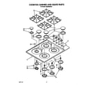 Whirlpool SC8630EWW1 cooktop, burner and grate parts diagram