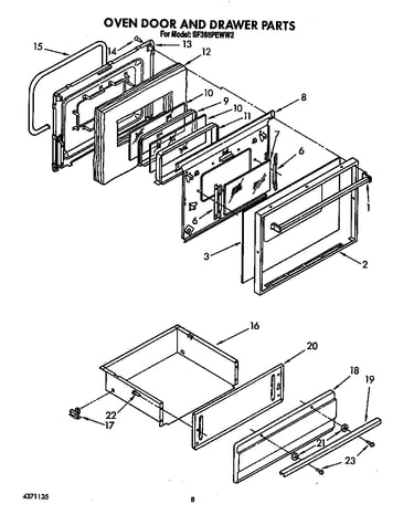 Oven door and drawer