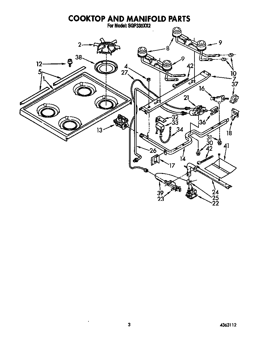 Cooktop and manifold