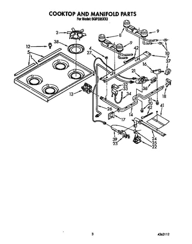 Cooktop and manifold