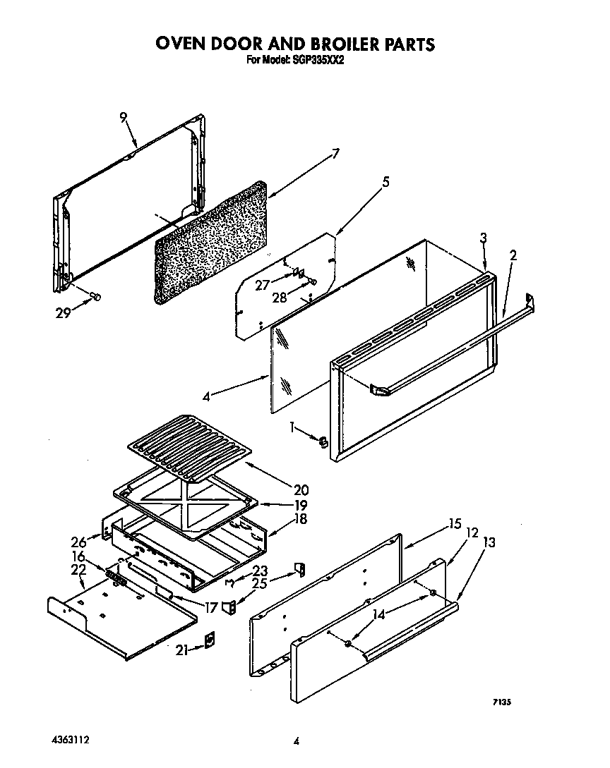 OVEN DOOR AND BROILER