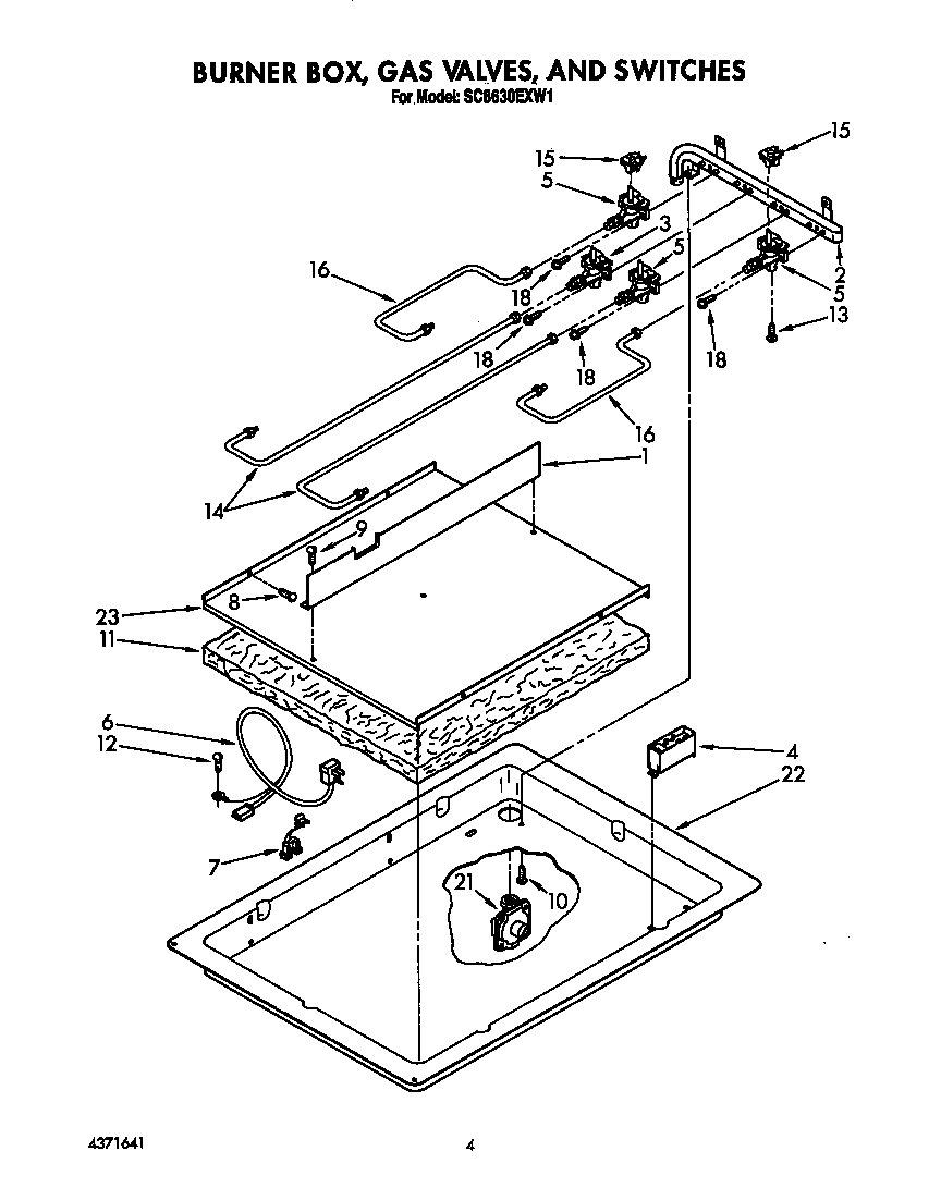 BURNER BOX, GAS VALVE, SWITCHES