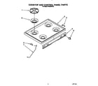 Roper FGS385YW0 cooktop and control panel diagram