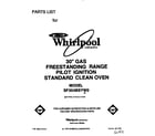 Whirlpool SF304BSYW0 front cover diagram