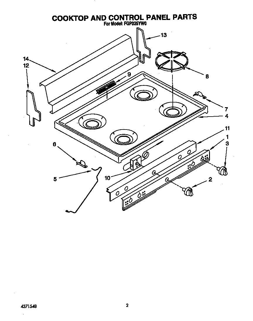 COOKTOP AND CONTROL PANEL