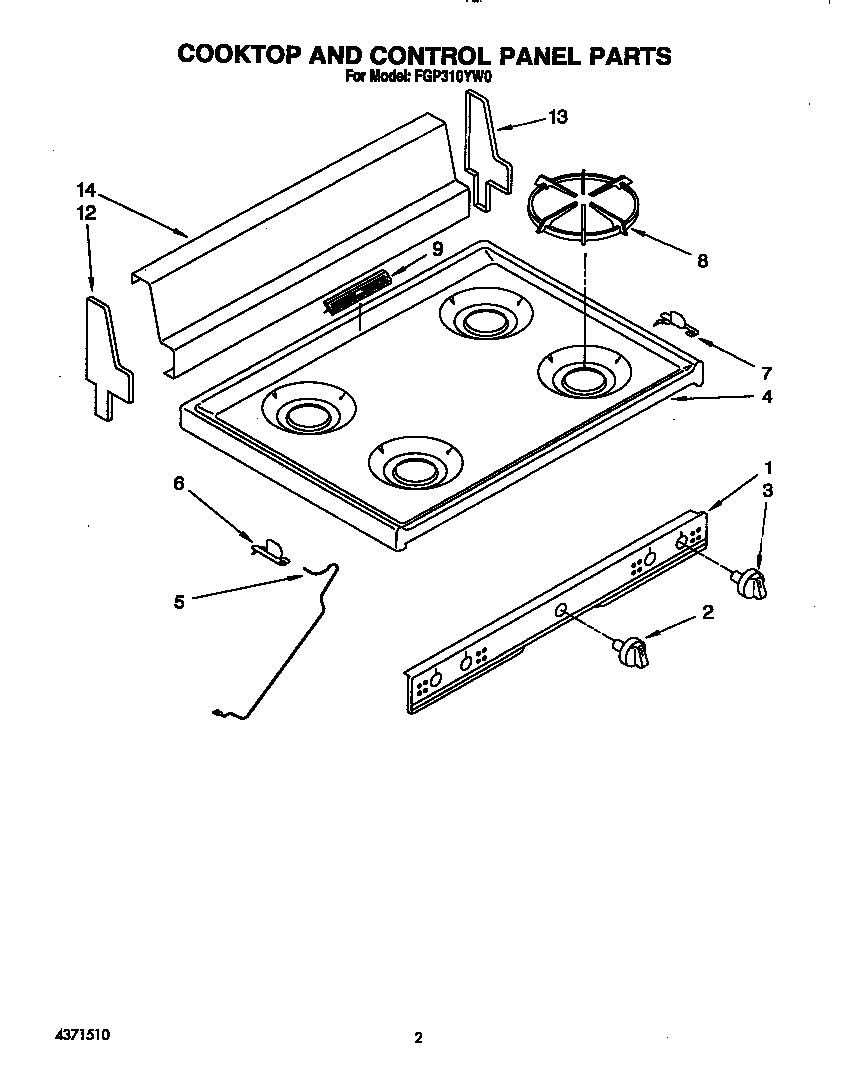 COOKTOP AND CONTROL PANEL