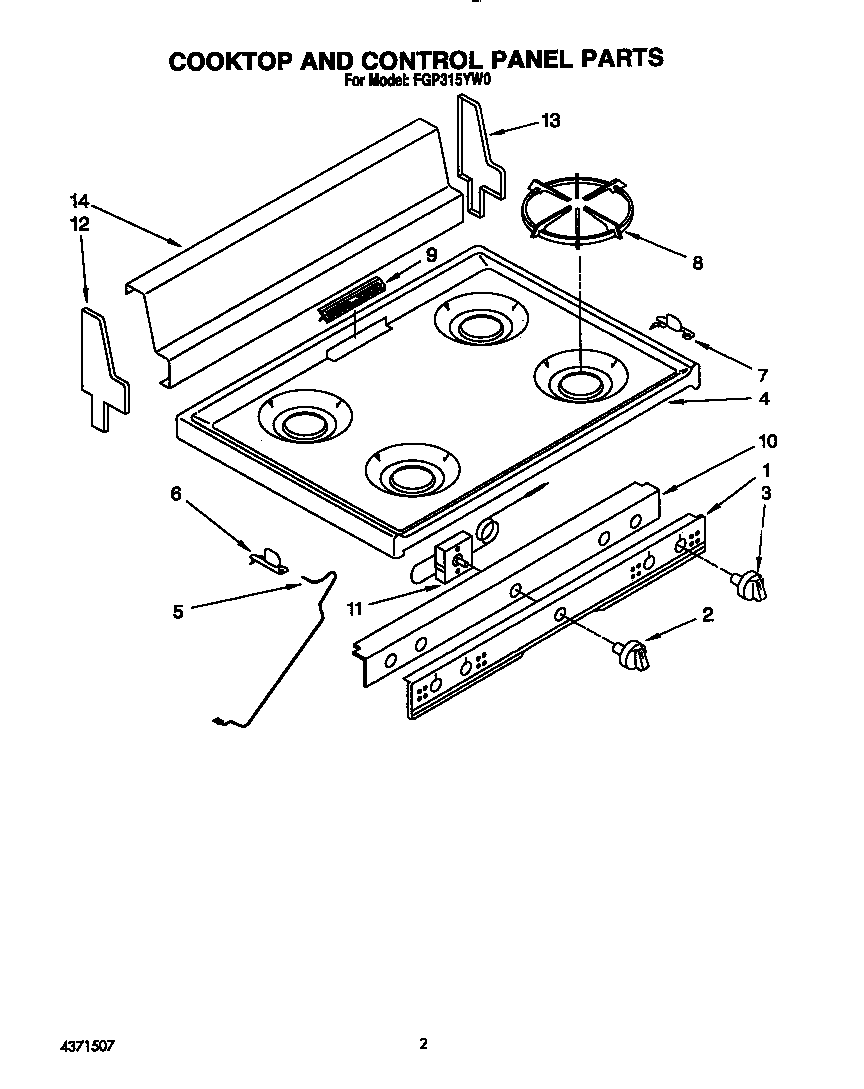 Cooktop and control panel