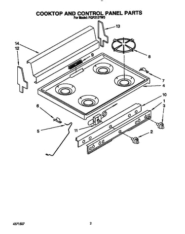 Cooktop and control panel