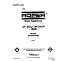 Roper BGP430WB0 front cover diagram