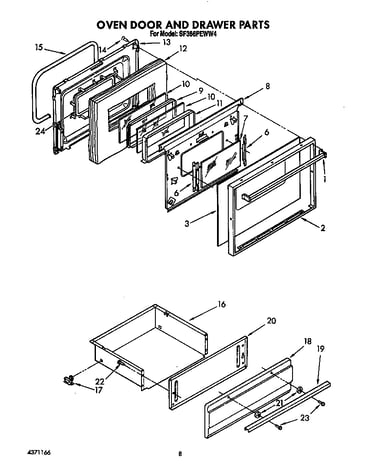 Oven door and drawer