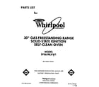 Whirlpool SF365BEXW1 front cover diagram