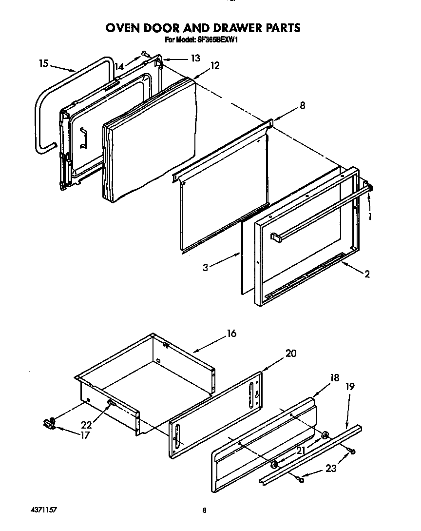Oven door and drawer