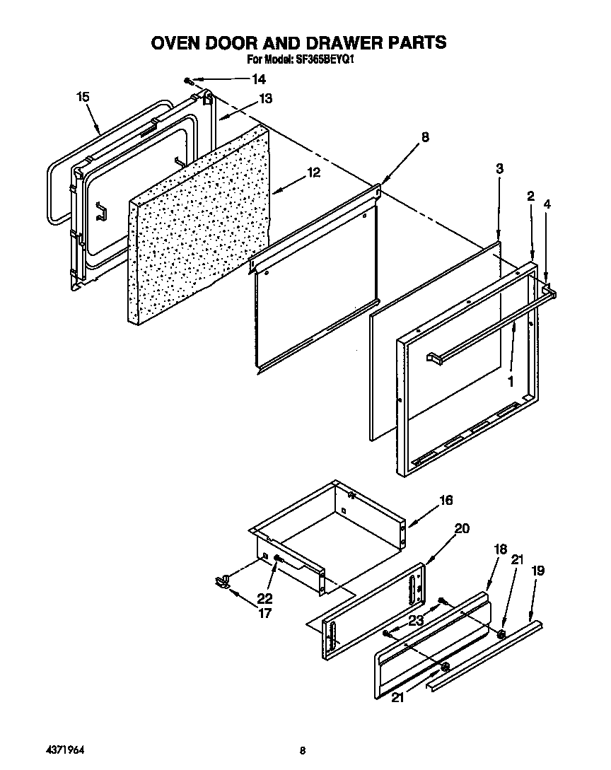 Oven door and drawer