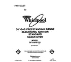 Whirlpool SF310PEYQ1 front cover diagram