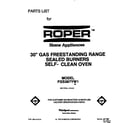 Roper FGS387YW1 front cover diagram