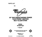 Whirlpool SF385PEYW1 front cover diagram