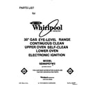 Whirlpool SE960PEYW2 front cover diagram