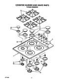 Cooktop, burner, and grate parts