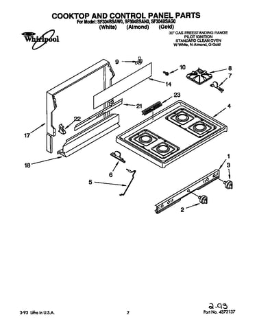 Cooktop and control panel