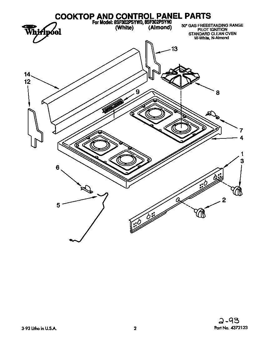 Cooktop and control panel