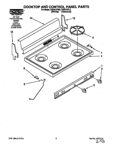 Cooktop and control panel