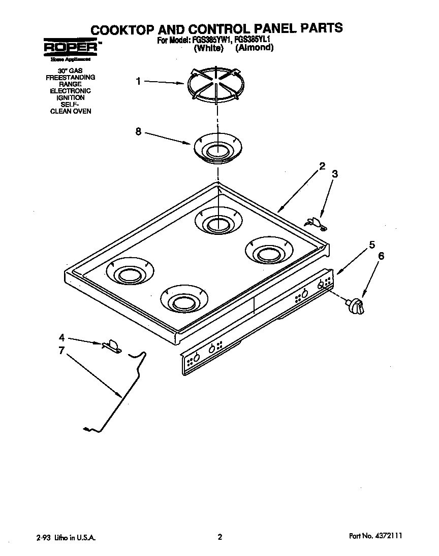 Cooktop and control panel