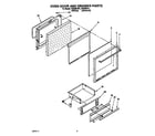 Roper FGS385YW1 oven door and drawer diagram