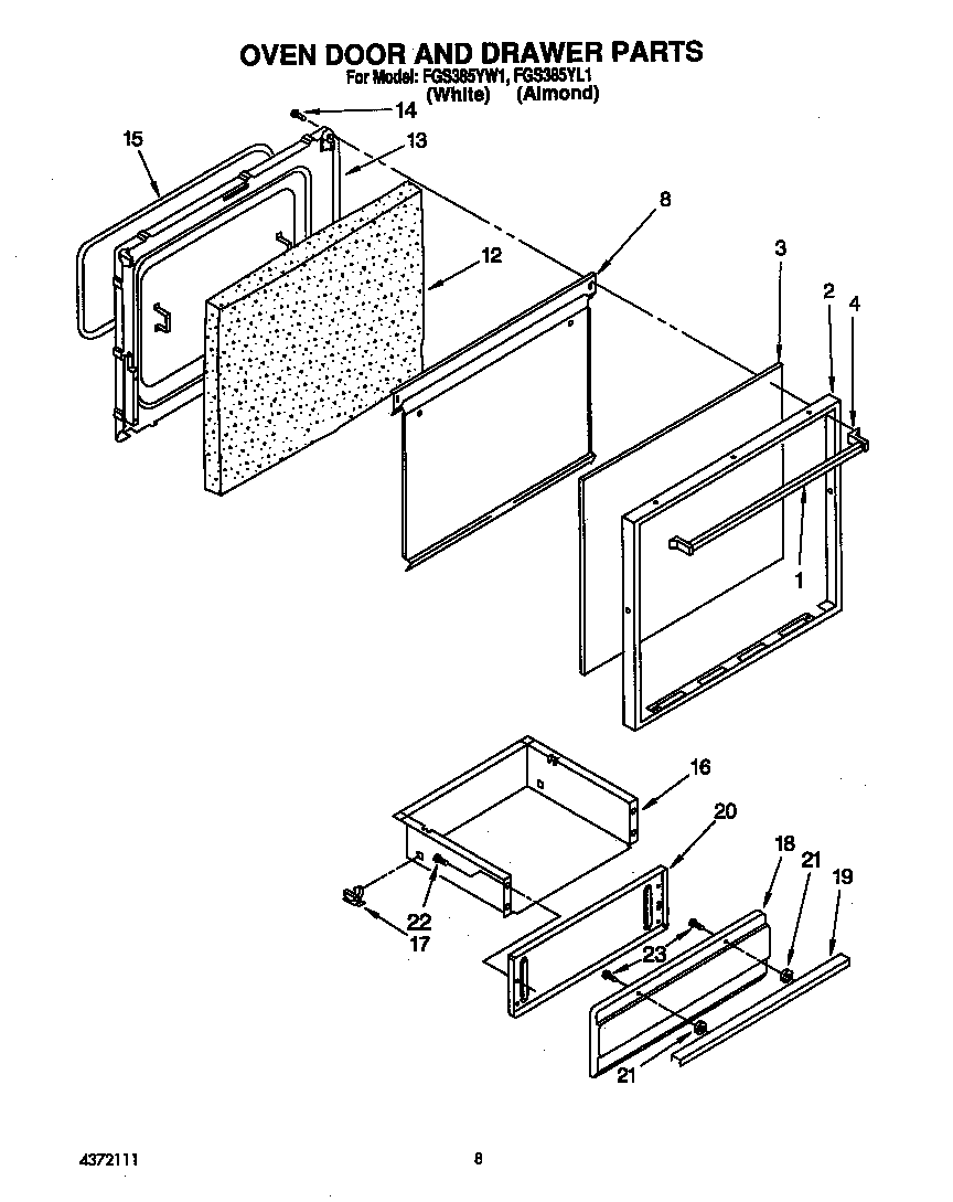 Oven door and drawer
